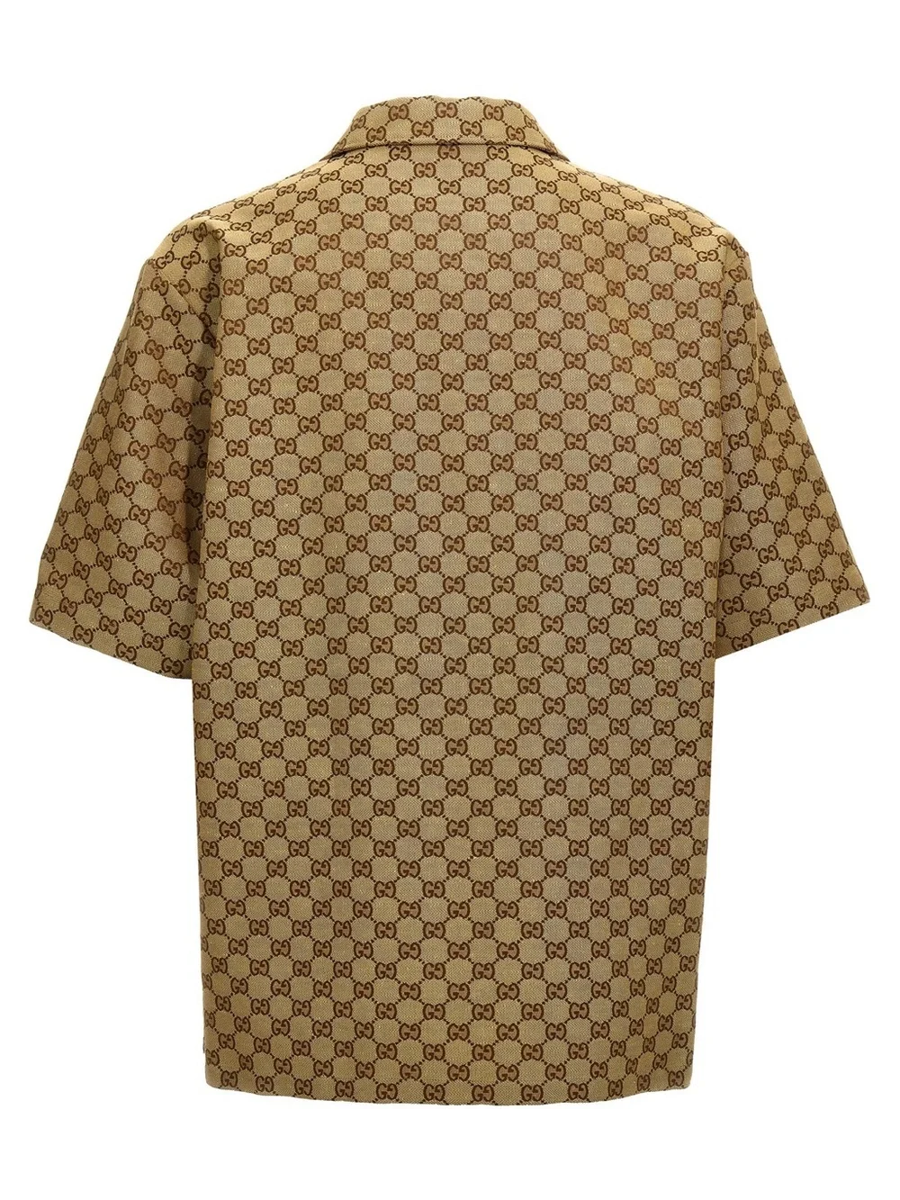 Gucci Beige and Brown All-Over GG Camp Shirt